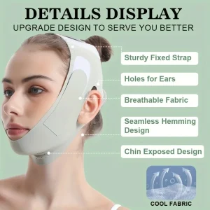 Adjustable V-Shape Face Lift Band Breathable Reusable Facial Slimming Strap Double Chin Reducer for Men Women Daily Skin Care